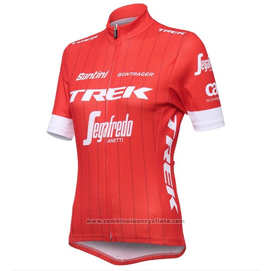 2018 Maillot Cyclisme Femme Trek Segafredo Rouge Manches Courtes et Cuissard